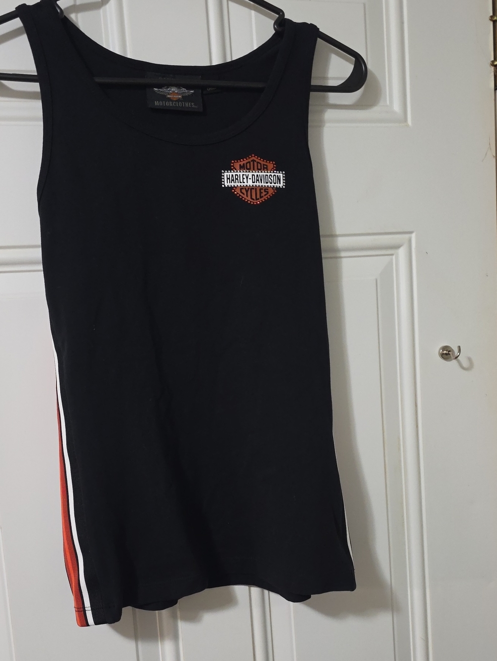 Harley-Davidson Black Tank Top with Orange and White Side Stripes